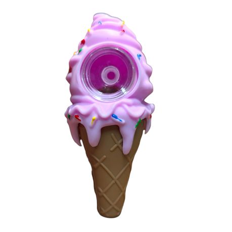 Silicone Rasta Pipe - Ice Cream Cone - Purple
