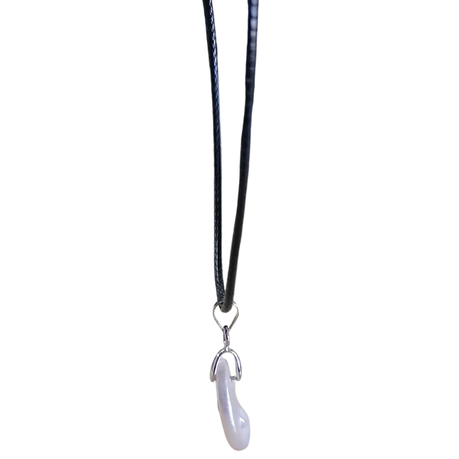 Earth Stone Collection - Pearl Crescent Moon Stone Necklace
