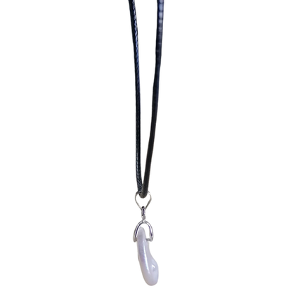 Earth Stone Collection - Pearl Crescent Moon Stone Necklace