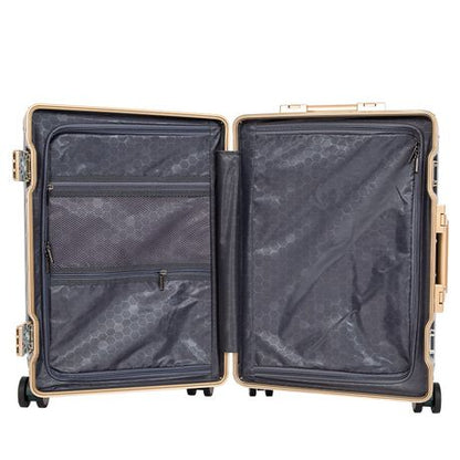 Classic Aluminum Frame Travel Suitcase - 22" + 24" - White