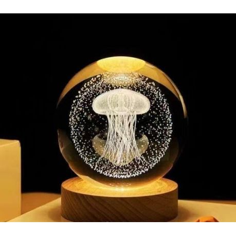 Crystal Ball Lamp with 3D Engraving and Luminous Base - 2 Pack - Space