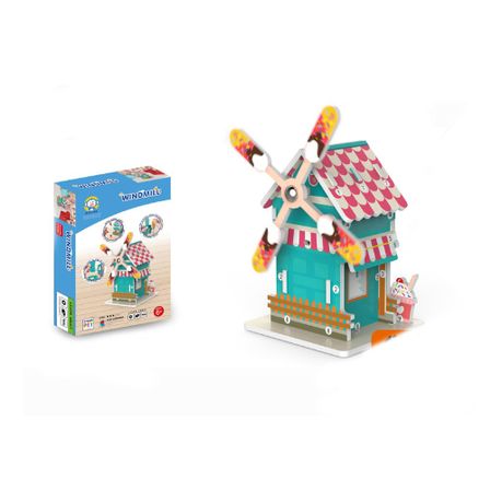 Wooden Windmill Puzzle Kit - Buildable Motorized Windmill