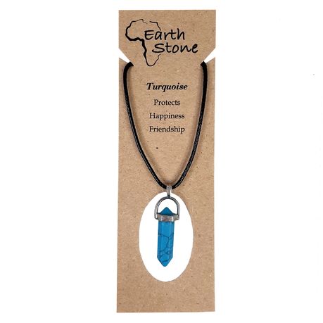 Earth Stone Collection - Bullet Turquoise Crystal Stone Necklace