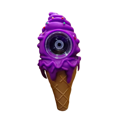 Silicone Rasta Pipe - Ice Cream Cone - Purple