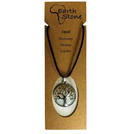 Earth Stone Collection - Silver Tree of Life Opal Crystal Necklace