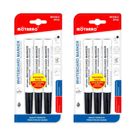 Motarro Whiteboard Marker Black 3mm 3PCS 2 Pack