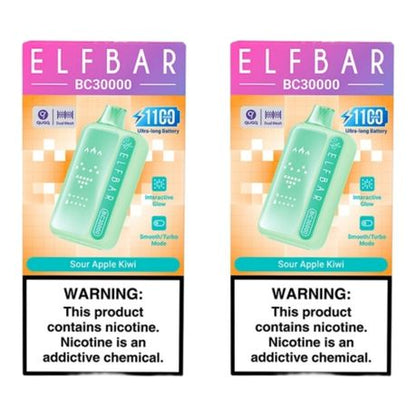 Elf Bar BC30000 Disposable Vape - Sour Apple Kiwi (Pack of 2)