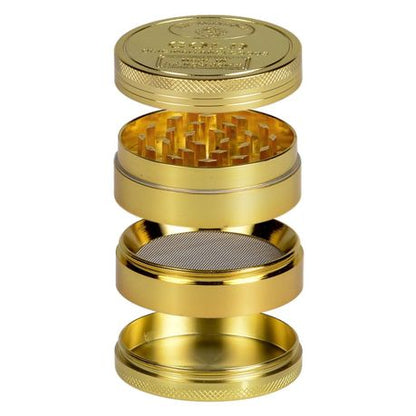 Rasta Pipe 10cm & 4 Piece Grinder Gold Bar - Yellow