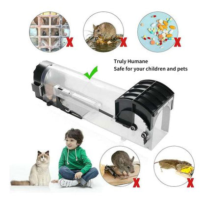 2-Pack Eco Plastic Humane Mouse Trap, Reusable Safe Live Catch Cage