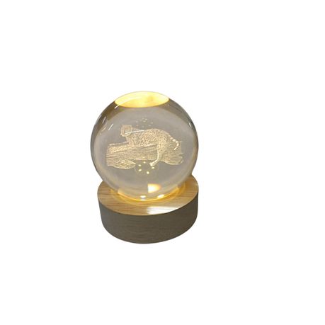 Small Crystal Ball Lamp with 3D Engraving and Luminous Base - Leopard