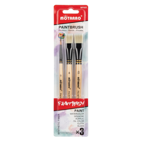 Motarro Paintbrush | Synthetic Fiber - Set Of 3 - Black