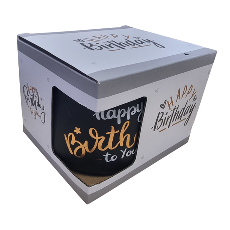 Ceramic Mug - Happy Birthday - Black