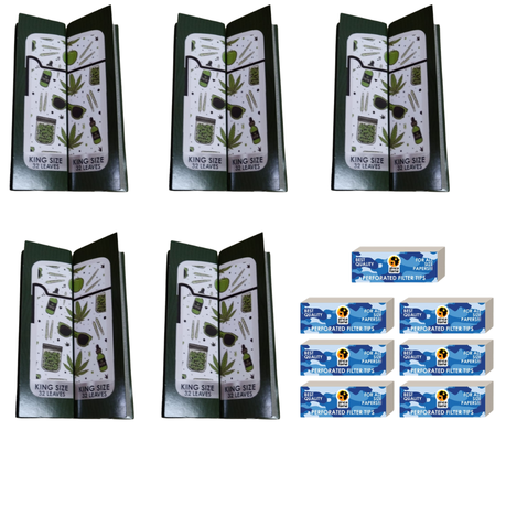 Value Pack - 10 Africa Flame Hemp Rolling Papers And 7 Filters Tips - White