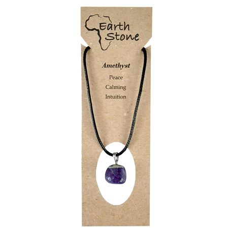 Earth Stone Collection - Polished Amethyst Stone Necklace