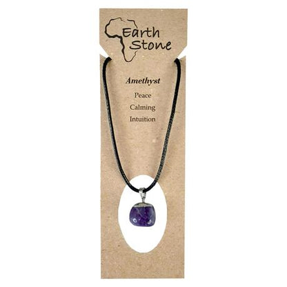 Earth Stone Collection - Polished Amethyst Stone Necklace