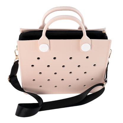 Nana EVA Croc Bag with Shoulder Strap - Lightweight Waterproof Tote Handbag - Beige
