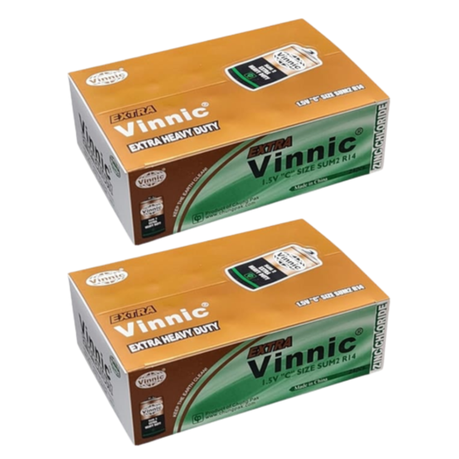 Vinnic Zinc Chloride C Battery 1.5V Box of 24 - 2 Pack