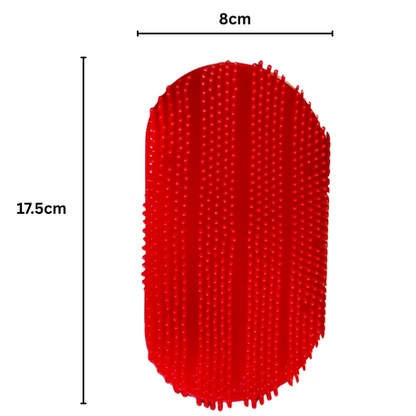 Horse Hair Rubber Curry Brush for Grooming and Massaging - Red