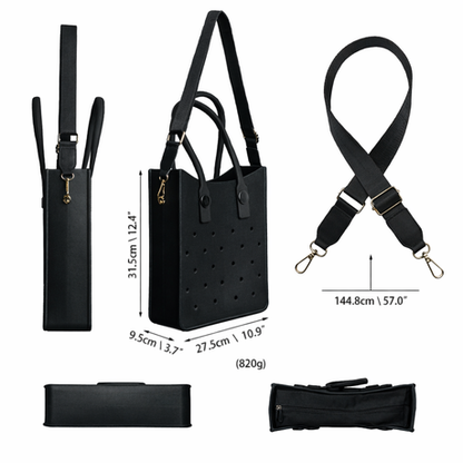 Zaizai EVA Croc Tote Bag with Adjustable Strap - Black
