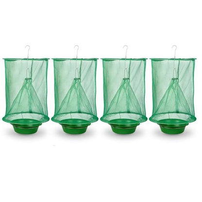 4 Pack Reusable Reinforced Mesh Hanging Trap Foldable Fly Cage