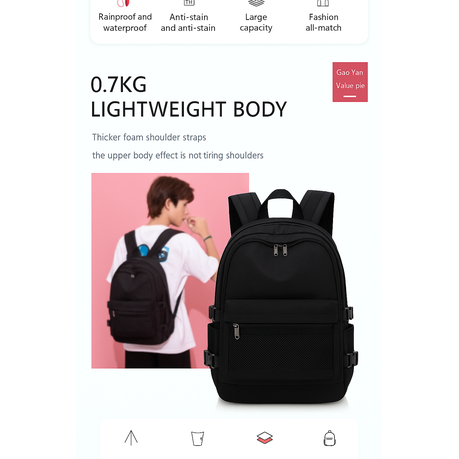 Waterproof Travel Backpack - Pink, Black