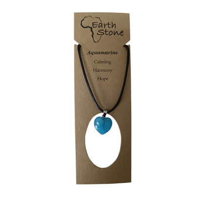 Earth Stone Collection - Heart Aquamarine Stone Necklace