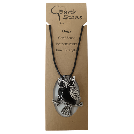 Earth Stone Collection - Owl Onyx Crystal Stone Necklace