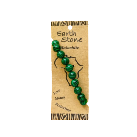 Earth Stone Collection - Malachite Bracelet And Bullet Necklace Set
