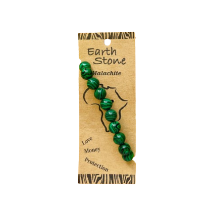 Earth Stone Collection - Malachite Bracelet And Bullet Necklace Set