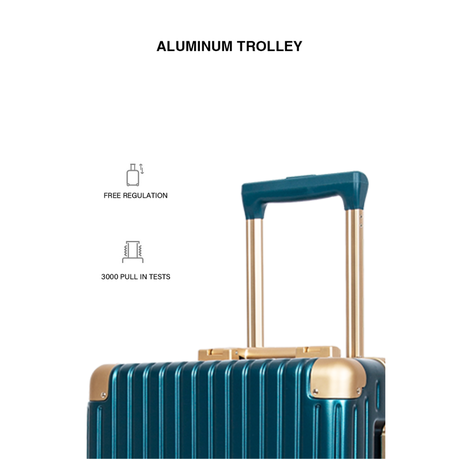 Classic Aluminum Frame Travel Suitcase - 22 Inch - Blue