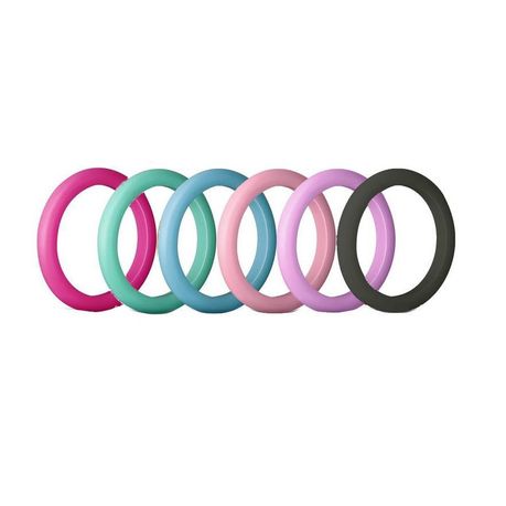 DeBest - Slim Colourful Silicone Rings - 10-Piece - Size D