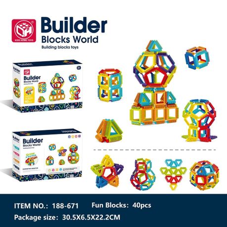 Builder Blocks World STEM Construction Toy Set - 40 Pieces for Building