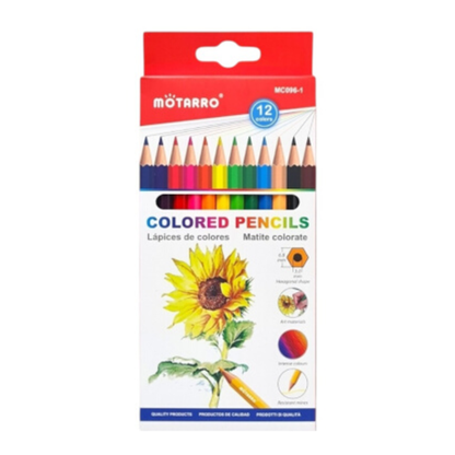 Motarro Colour Pencils -12 Colours - Bold Colours