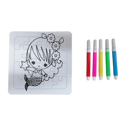 Puzzle 3-piece Strip Colouring with Markers - Dinosaur