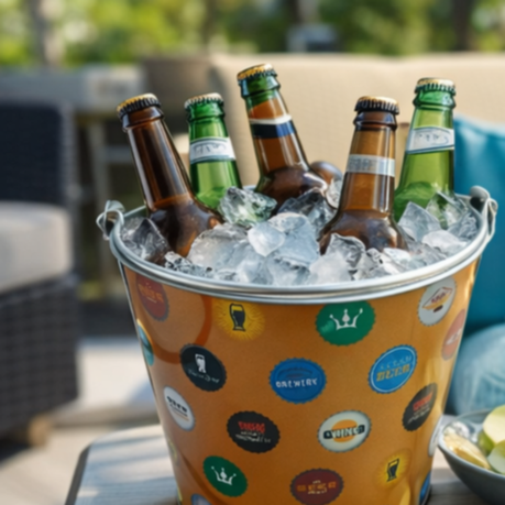 Open Bar Ice Bucket with Bottle Opener - Blue