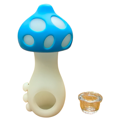 Silicone Rasta Pipe - Glow In The Dark Mushroom - Green