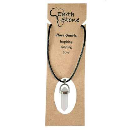 Earth Stone Collection - Bullet Rose Quartz Stone Necklace