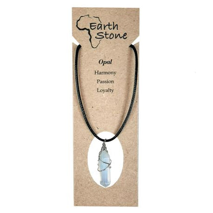 Earth Stone Collection - Wire Wrapped Opal Stone Necklace