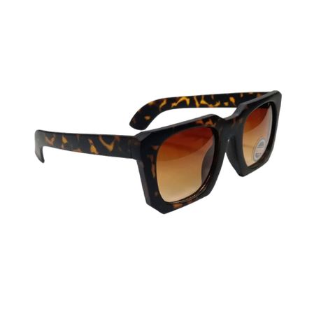 Solar X Square Sunglasses with Gradient Yellow Lens UV400 - Matte Brown