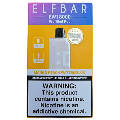 Elf Bar 18000 Puffs Rechargeable Pod 50mg - Mango Peach Watermelon - 2 Pack