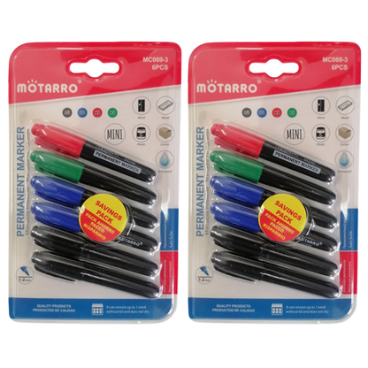 Motarro Mini Permanent Marker 6PC - 2 Pack