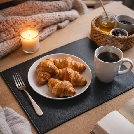 Placemat Rectangle Leather Look - Black