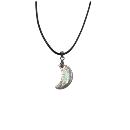 Earth Stone Collection - Pearl Crescent Moon Stone Necklace