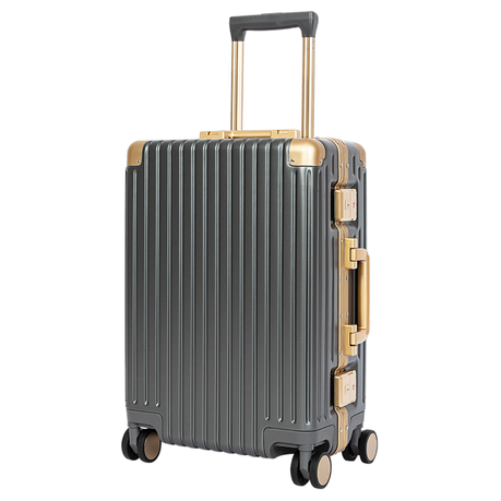 Classic Aluminum Frame Travel Suitcase - 20" and 26" - Grey