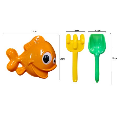 Clown Fish Beach Toy Set - Rake, Shovel and Sand Mould