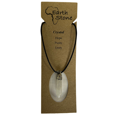 Earth Stone Collection - Ice Drop Quartz Crystal Stone Necklace