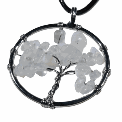 Earth Stone Collection - Round Opal Tree Of Life Stone Necklace