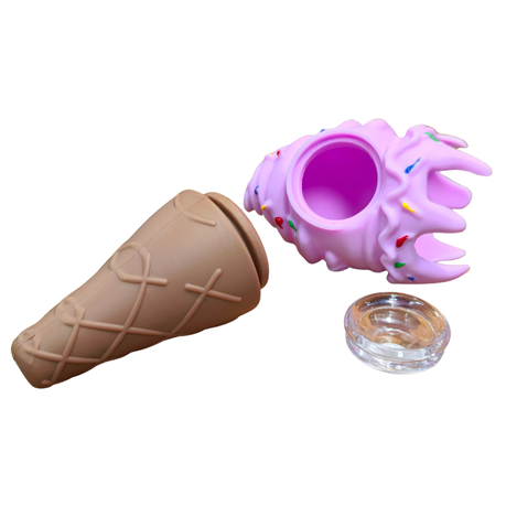 Silicone Rasta Pipe - Ice Cream Cone - Pink