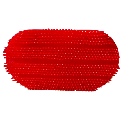 Horse Hair Rubber Curry Brush for Grooming and Massaging - Red