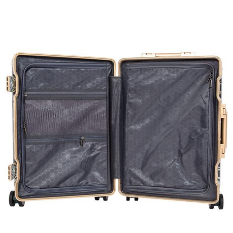 Classic Aluminum Frame Travel Suitcase - 22" + 24" - Black